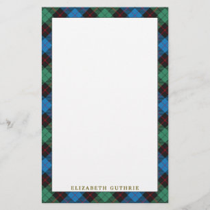Papelaria Elegante Clã Guthrie Tartan Xadrez