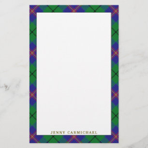 Papelaria Elegante Clan Carmichael Tartan Xadrez
