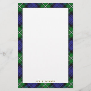 Papelaria Elegante Clan Forbes Xadrez Tartan