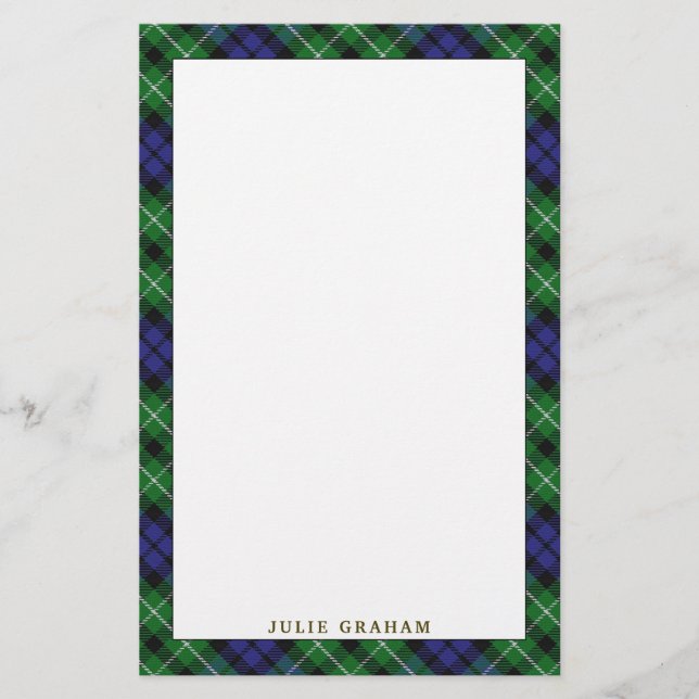 Papelaria Elegante Clan Graham Tartan Xadrez (Frente)