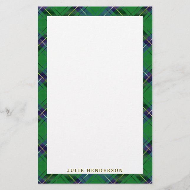 Papelaria Elegante Clan Henderson Tartan Xadrez (Frente)