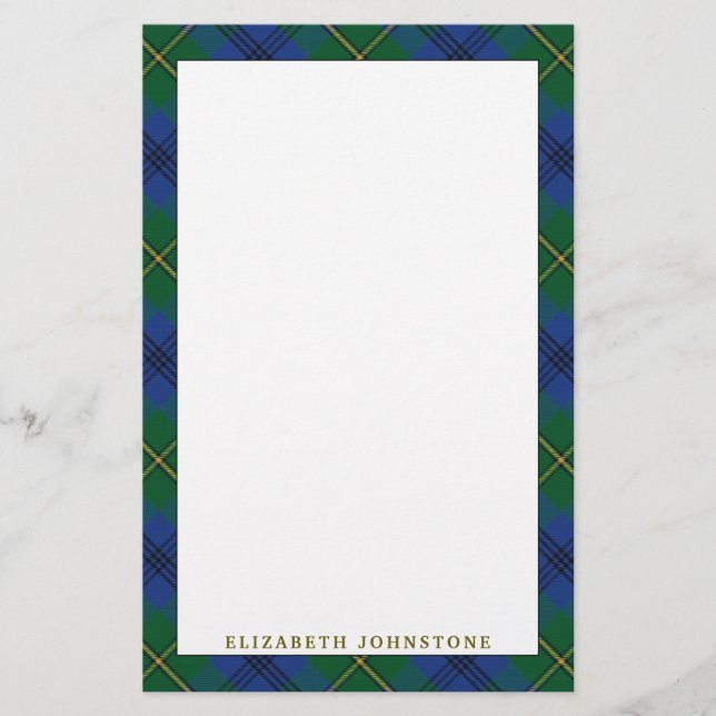 Papelaria Elegante Clan Johnstone Johnston Tartan Xadrez (Frente)
