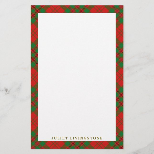 Papelaria Elegante Clan Livingstone Tartan Xadrez (Frente)