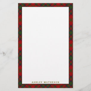 Papelaria Elegante Clan Matheson Tartan Xadrez