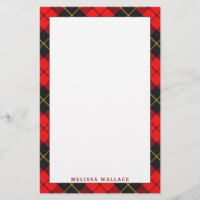 Papelaria Elegante Clan Wallace Xadrez Tartan (Frente)