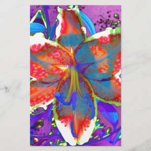 Papelaria Elegante floral abstrato retro vermelho azul aquar