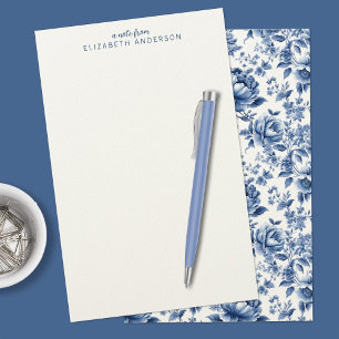 Papelaria Elegante Floral Rosa Azul Branco Vintage