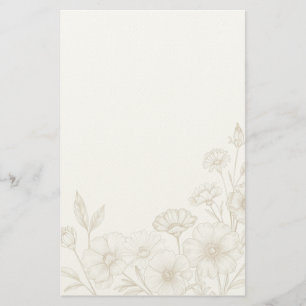 Papelaria Elegante Fundo de Moldura de Arte de Linha Floral 