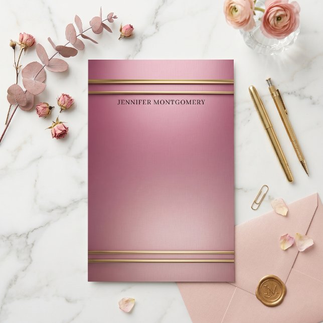 Papelaria Elegante Gradiente Rosa Poeirento com Faixa de Fol (Criador carregado)