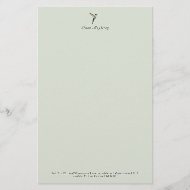 Papelaria Elegante Hummingbird Letterhead (Frente)
