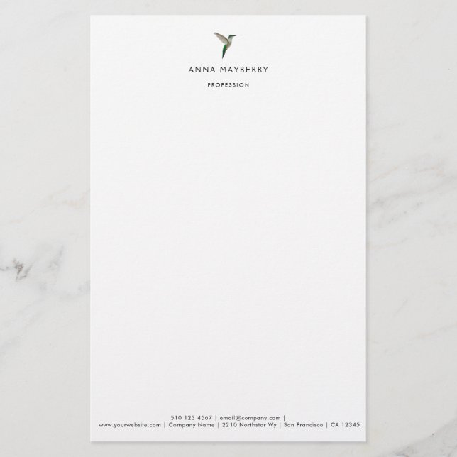 Papelaria Elegante Hummingbird Letterhead (Frente)