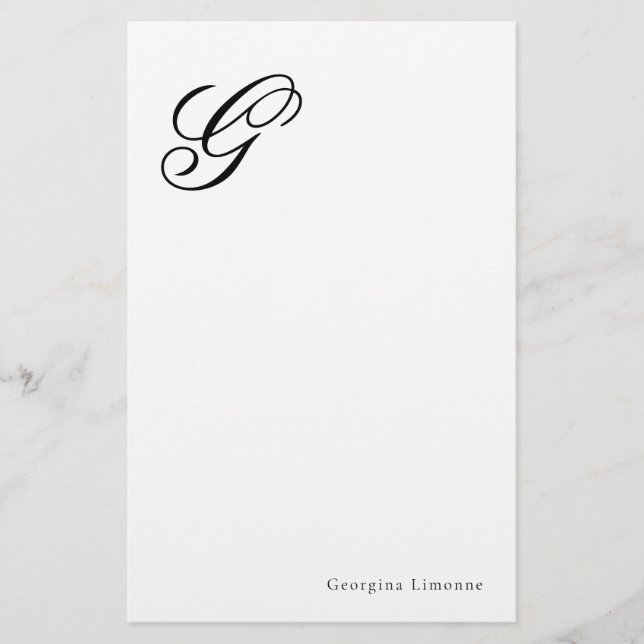 Papelaria Elegante Monograma Personalizado em Script (Frente)