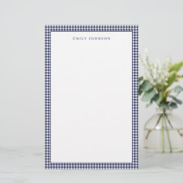 Papelaria Elegante Monograma Xadrez Inglês Azul Marinho
