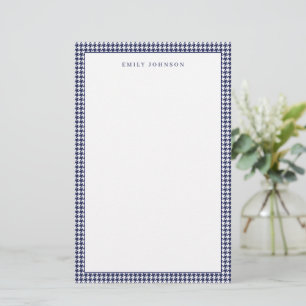 Papelaria Elegante Monograma Xadrez Inglês Azul Marinho
