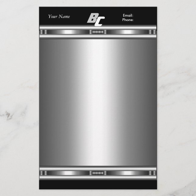 Papelaria Elegante Prata Cromo Preto Elite (Frente)