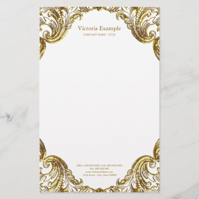 Papelaria Elegante Redemoinho Dourado Fantasia (Frente)