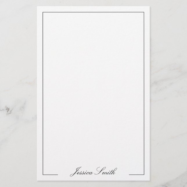 Papelaria Elegante Rótulo de Monograma de Nome em Script (Frente)