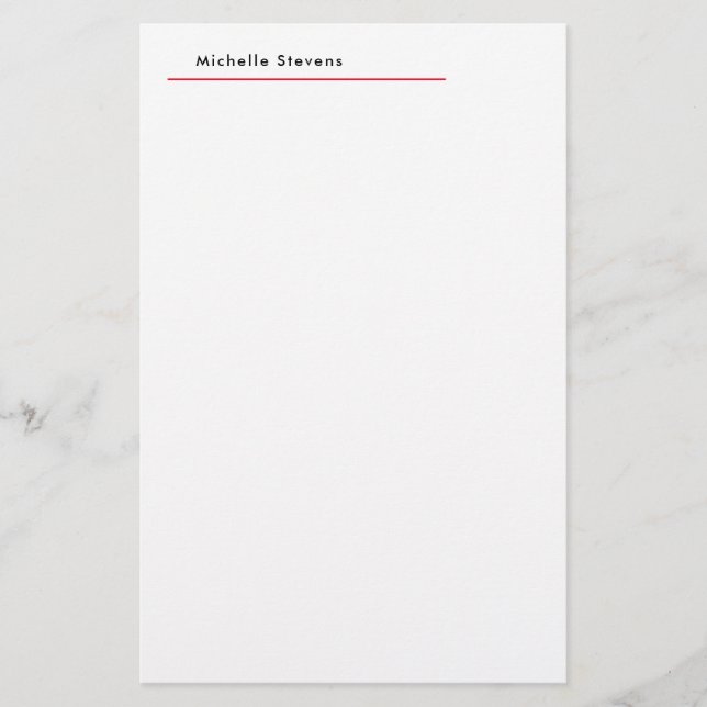 Papelaria Elegante Simples Plano Preto & Branco Vermelho Min (Frente)