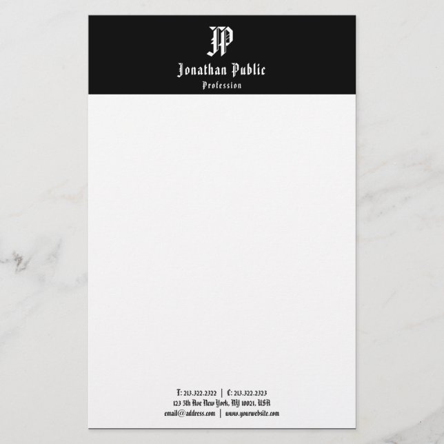 Papelaria Elegante Vintage Calliografia Preta Modelo (Frente)