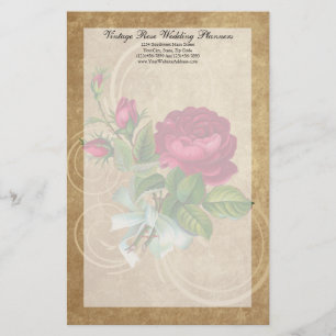 Papelaria Elegante Vintage Rosa, Magenta/Brown