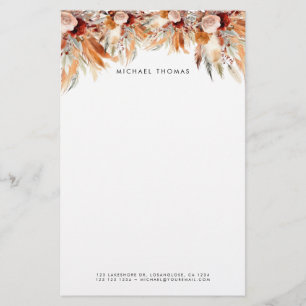 Papelaria Elegante Watercolor Boho Floral Personalizado