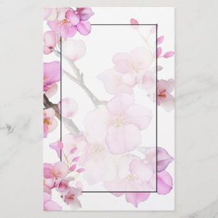 Papelaria Elegantes flores cor-de-rosa de água-forte de flor