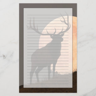 Papelaria Elevação majestosa dos alces e da Lua cheia de