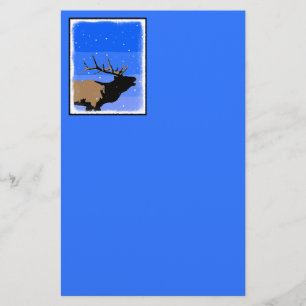 Papelaria Elk Bugling no inverno - Arte original sobre a vid