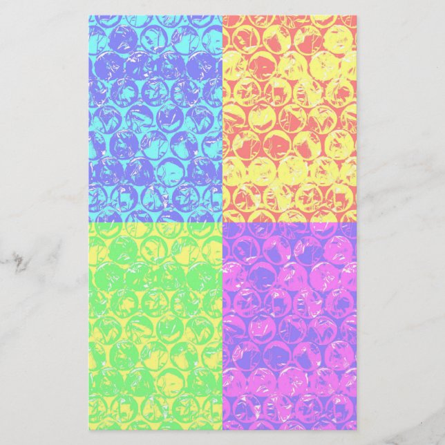 Papelaria Embalagem com bolhas de pop arco-íris (Frente)