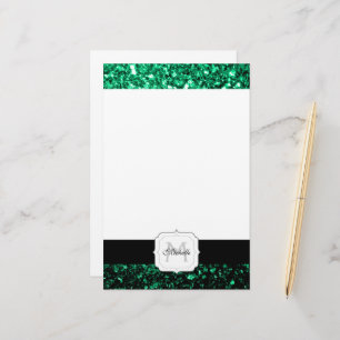 Papelaria Emerald Green faux glits brilha monograma