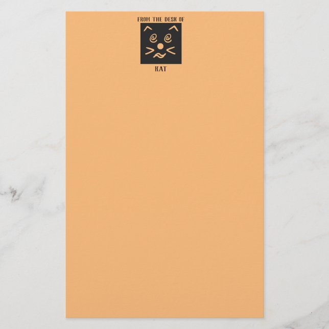 Papelaria Emoji Cat Face e Seu Nome Minimalista (Frente)