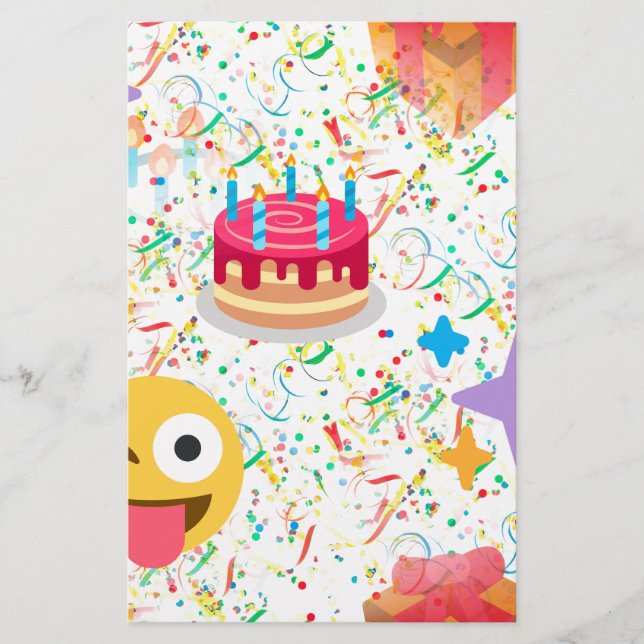 Papelaria emoji de feliz aniversário (Frente)
