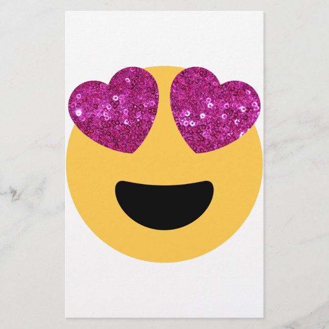 Papelaria emoji do olho do coração com brilho (Frente)