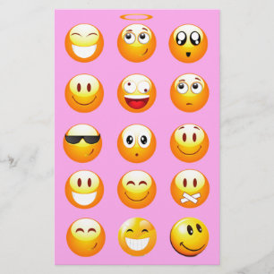 Papelaria emoji rosa pastel