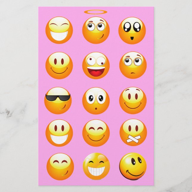 Papelaria emoji rosa pastel (Frente)