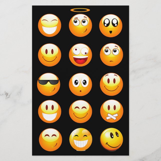 Papelaria emojis preto (Frente)