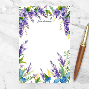 Papelaria Encantadoras Florações em Roxo e Azul
