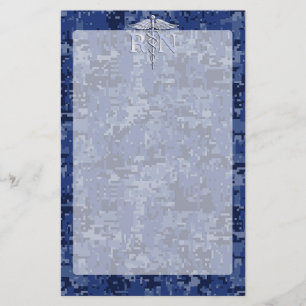 Papelaria Enfermeira Registrada RN Silver Caduceus no Marinh