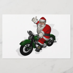Papelaria Engraçado Papai Noel Na Moto Green Vintage