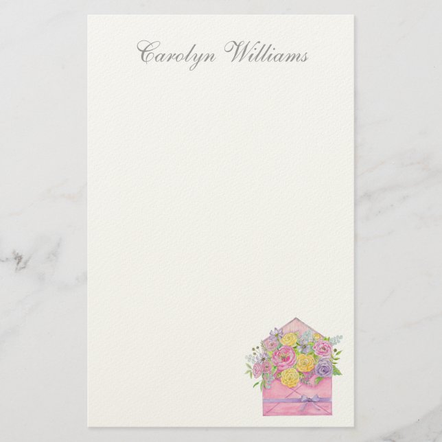 Papelaria Envelope Floral Rosa e Peônia (Frente)