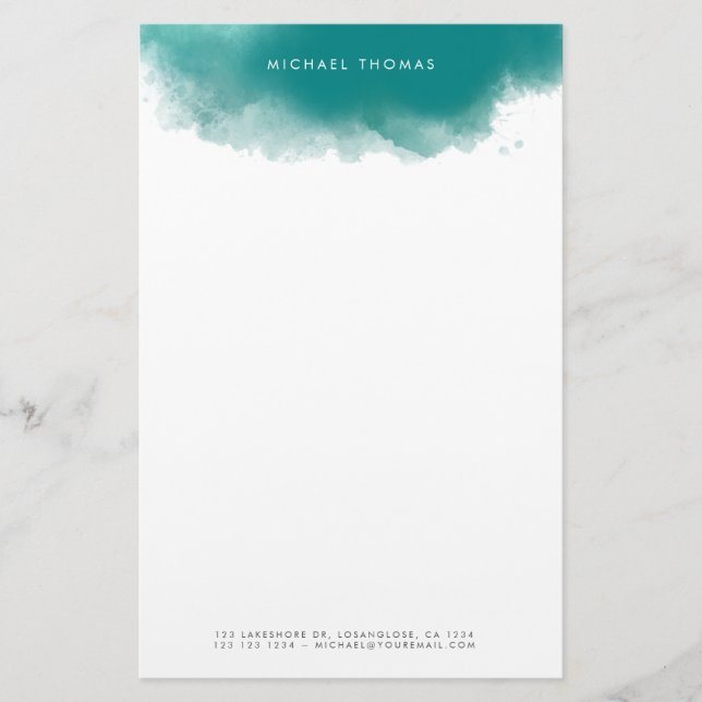 Papelaria Espalhamento de Aquarela Mineral Moderna (Frente)