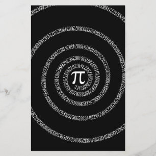Papelaria Espiral para a tipografia de Pi em preto