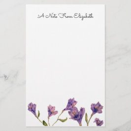 Papelaria Estado Personalizado da Vintage Purple Floral Wate