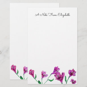 Papelaria Estado Personalizado de Cor Floral Rosa Magenta