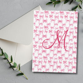 Papelaria Estética Coquete com Laço Rosa Monograma