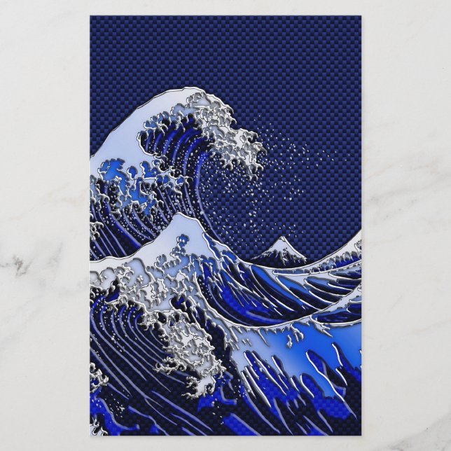 Papelaria Estilo de Fibra de Carbono de Onda Hokusai Excelen (Frente)
