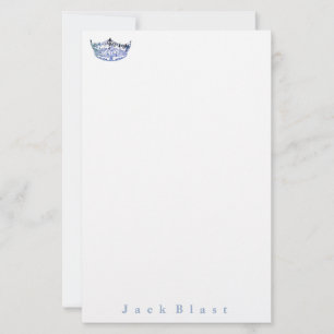 Papelaria Estilo Miss América Carta de Papel - Blue/White S