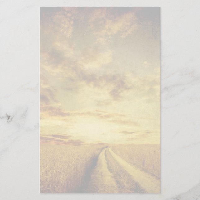 Papelaria Estrada de terra rural através do campo (Frente)