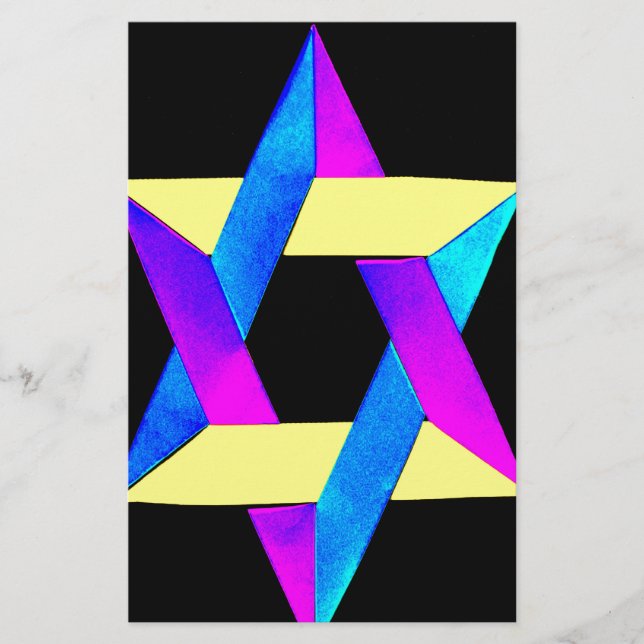 Papelaria Estrela de Davi Multicolorida Divertida (Frente)