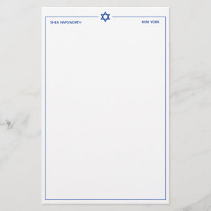 Papelaria Estrela de papel personalizado David 5,5 x 8,5"